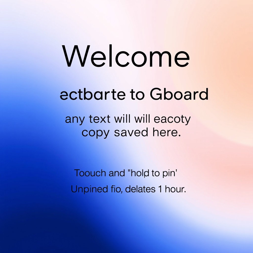An inviting welcome message for a digital clipboard interface, stating 'Welcome to Gboard clipboard, any text you copy will be saved here
