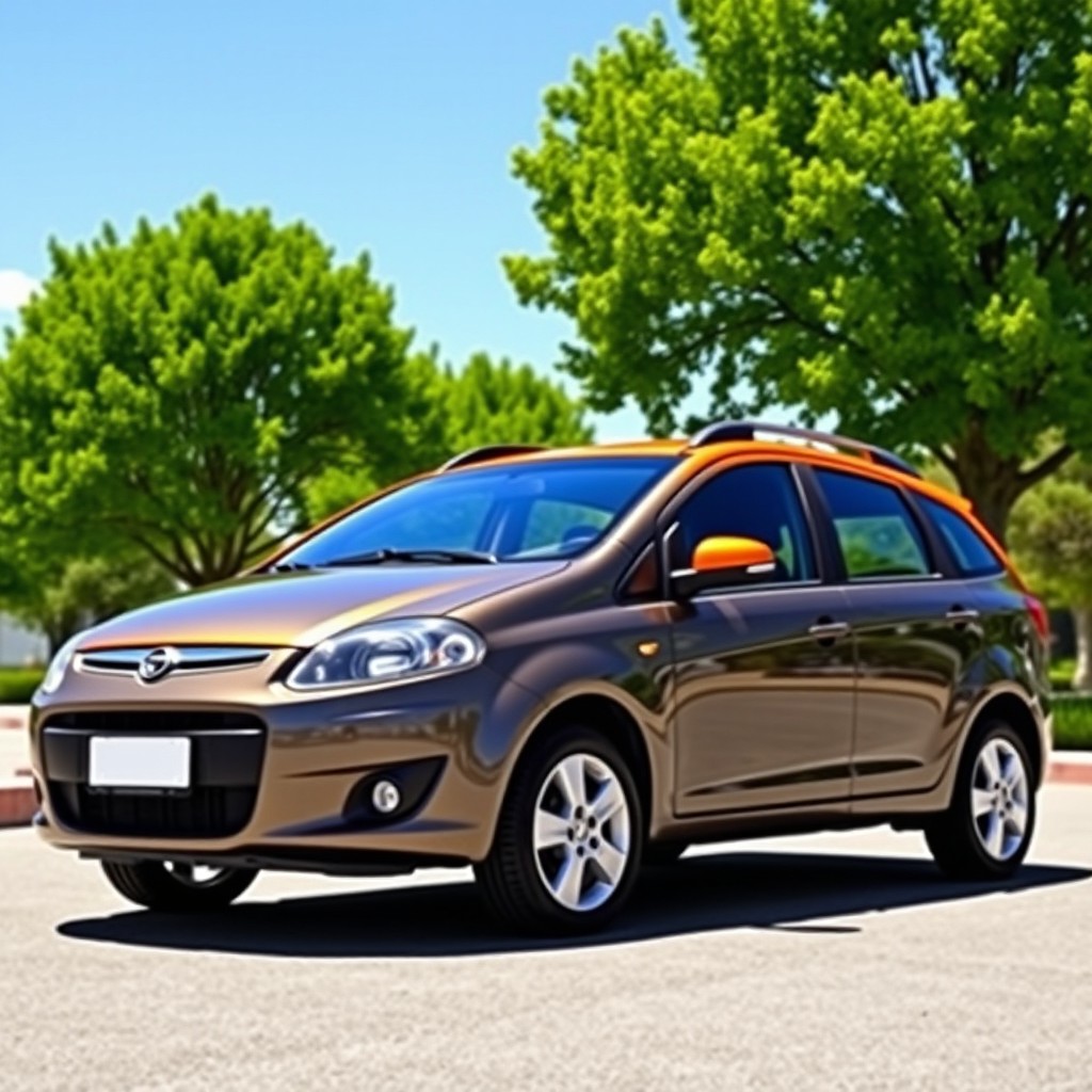 A 2012 Palio Weekend car with a vibrant orange roof