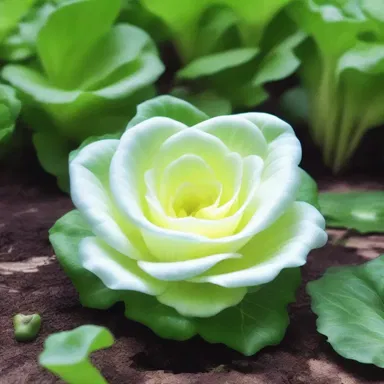 In the magical forest, there grew a rare and enchanting white lettuce that possessed healing powers.