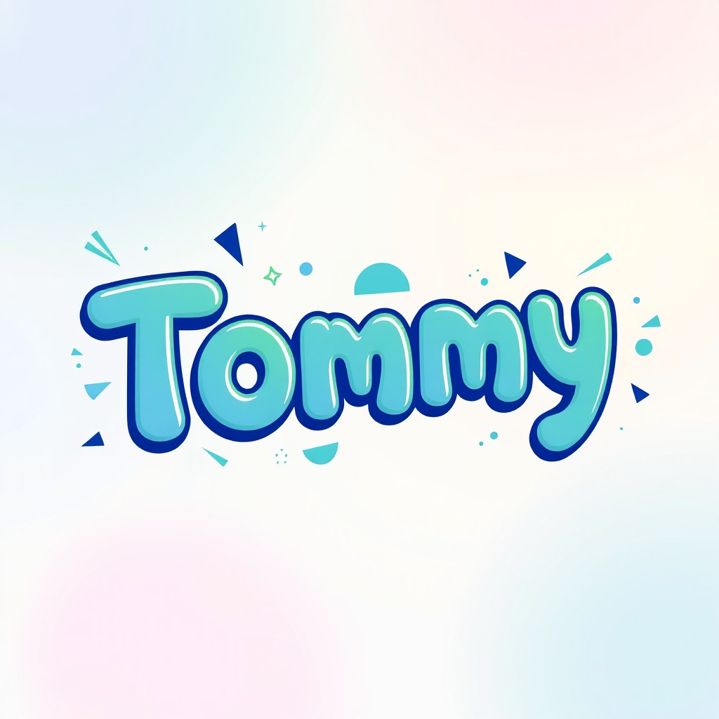 An artistic representation of the name 'Tommy' in a playful, modern typography
