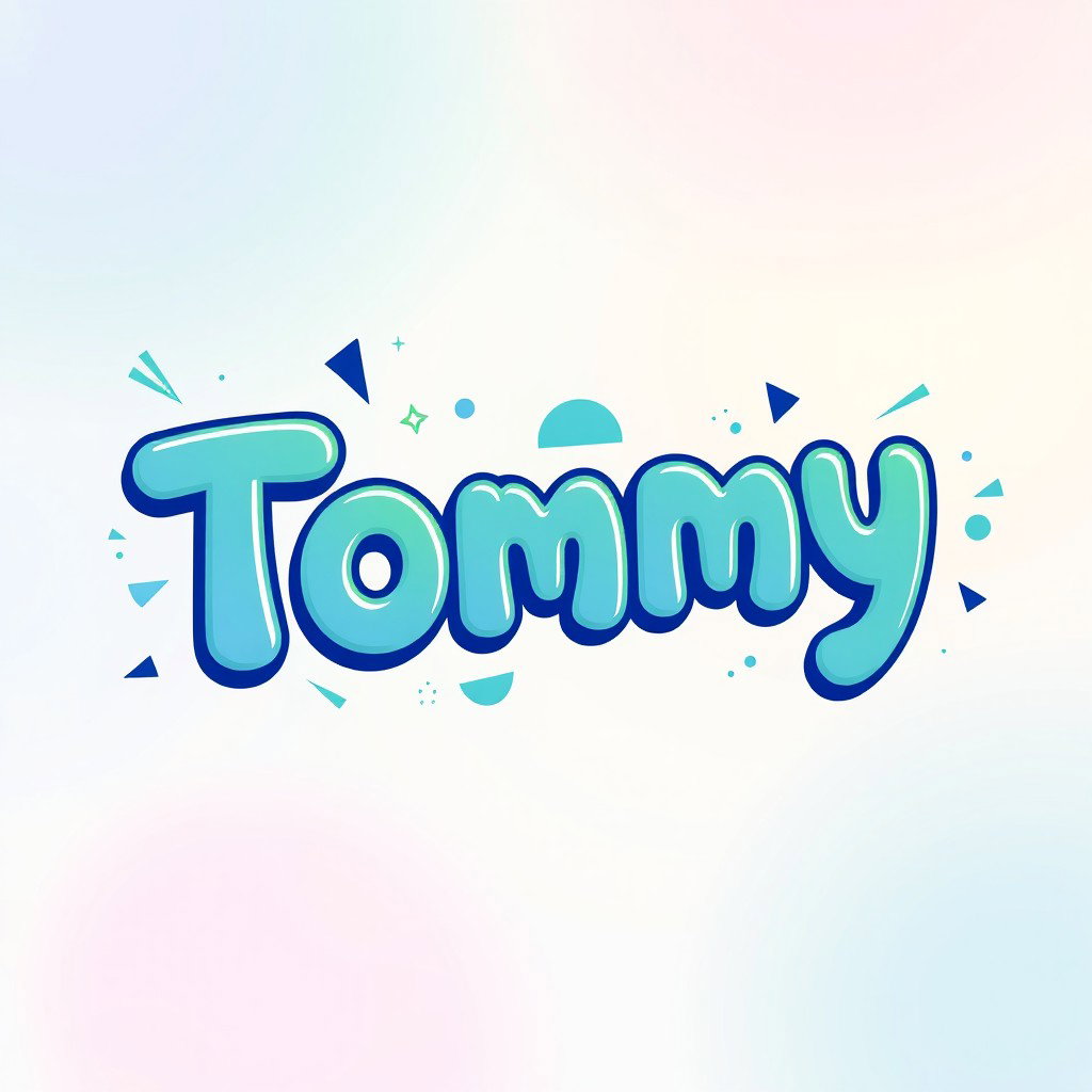 An artistic representation of the name 'Tommy' in a playful, modern typography