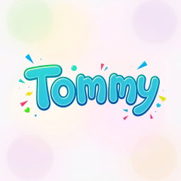 An artistic representation of the name 'Tommy' in a playful, modern typography