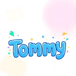 An artistic representation of the name 'Tommy' in a playful, modern typography