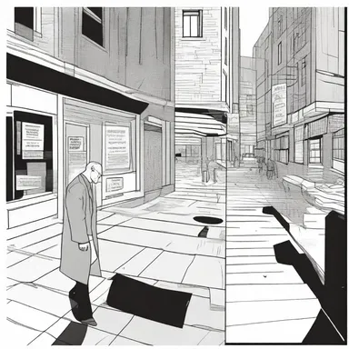 The artist chose a stripped-down visual style for the graphic novel, using minimal colors and clean lines.