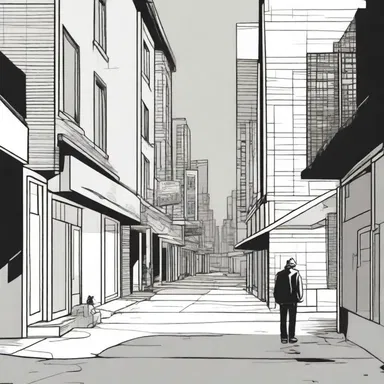 The artist chose a stripped-down visual style for the graphic novel, using minimal colors and clean lines.