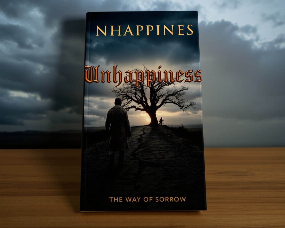 A captivating book cover that embodies the themes of unhappiness and sorrow