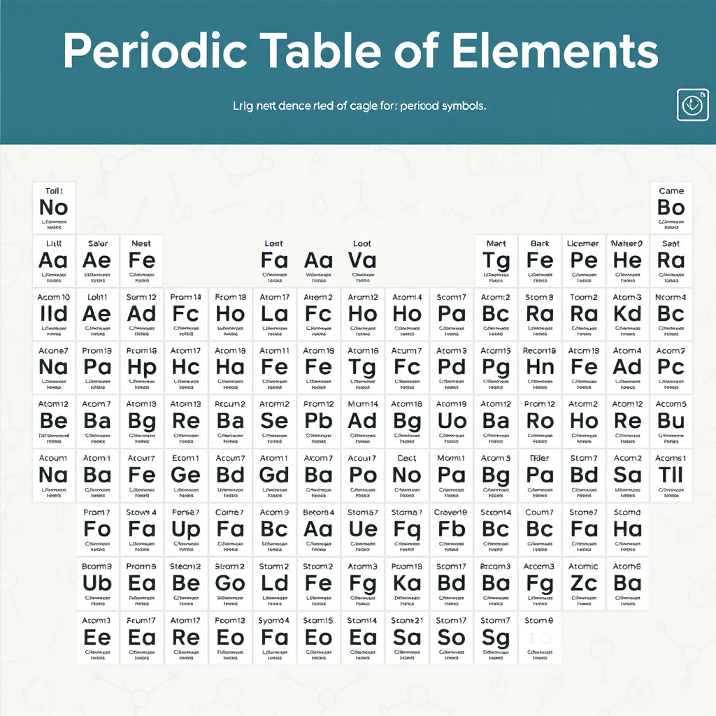A visually appealing and educational chemical symbols table featuring all the elements of the periodic table