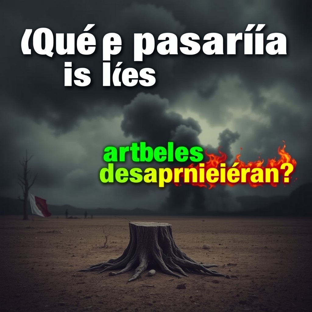 A dark apocalyptic scene featuring a desolate desert landscape with a dry stump prominently in the foreground