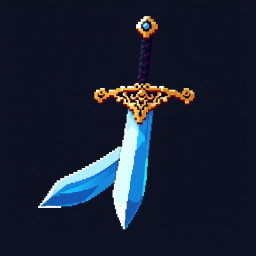 Shimmering Pixel Art Sword Icon