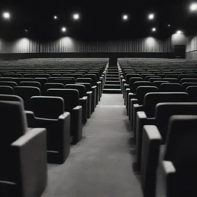 In the cinema, there were stanchions placed in the aisles to guide the audience to their seats.