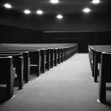 In the cinema, there were stanchions placed in the aisles to guide the audience to their seats.