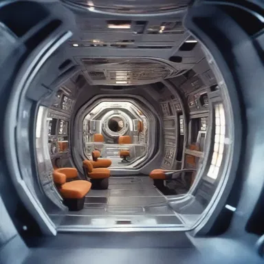 In the science fiction movie, the spacecraft had stanchions that kept the crew members secure during turbulence.
