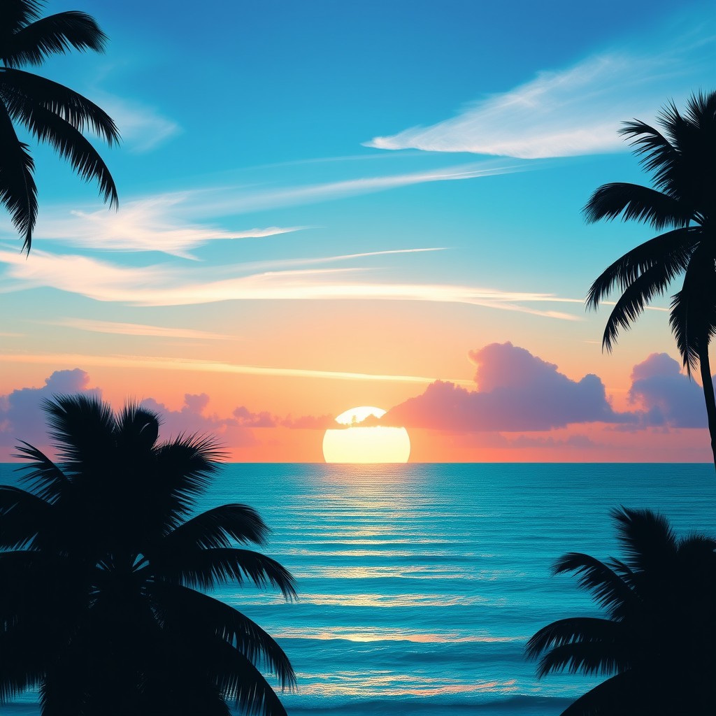 A stunning sunrise painted in vibrant teal hues, capturing the essence of morning light as it transforms the sky