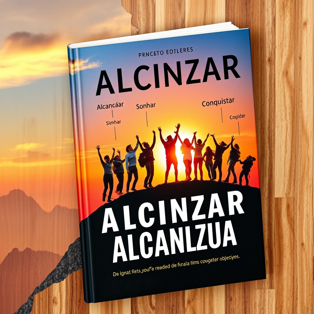Uma capa de livro vibrante e inspiradora que demonstra o tema de alcançar objetivos