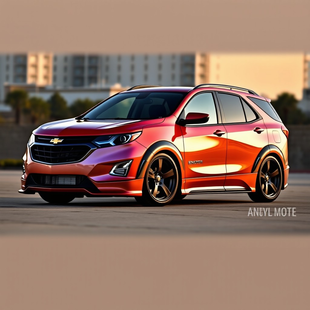 A modified 2018 Chevy Equinox featuring a striking widebody kit that enhances its aggressive design