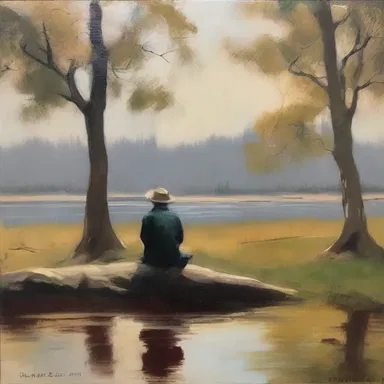 The contemplative painting depicted a tranquil scene, inviting viewers to reflect on their own thoughts and emotions.