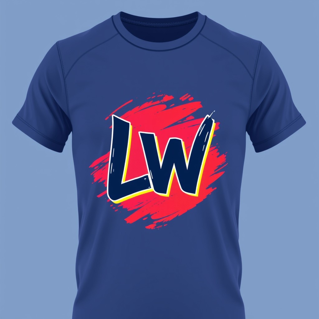 A stylish dry-fit t-shirt featuring the initials 'LW' prominently displayed in the center as a modern graphic design