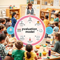 A comprehensive diagram illustrating the evaluation model in craft learning at schools and higher education institutions