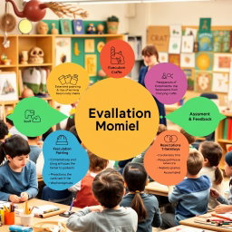 A comprehensive diagram illustrating the evaluation model in craft learning at schools and higher education institutions
