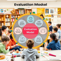 A comprehensive diagram illustrating the evaluation model in craft learning at schools and higher education institutions