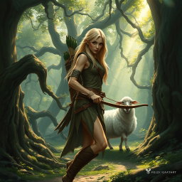 A slender elf with long light blonde hair, dressed in lightweight leather armor