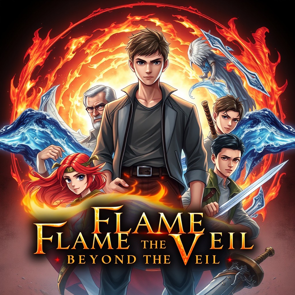 A dynamic book cover featuring a central character who is an 18-year-old hero, standing confidently in the middle