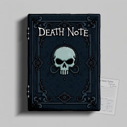 A detailed 32x32 pixel texture designed to resemble the Death Note from the anime series