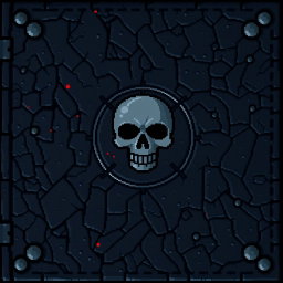 A 32x32 pixel texture representing the Death Note from the anime, featuring a dark, leather-like cover with a striking skull emblem in the center