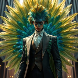 Un supervillano espectacular, inspirado en las vibrantes características de un pavo real