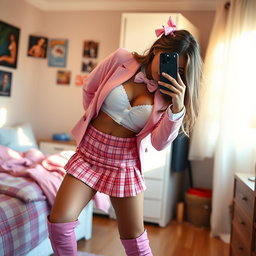 A stunning 18-year-old Arabic woman with a captivating thin and skinny figure, featuring large breasts, a tiny waist, and very wide hips that highlight her attractive silhouette