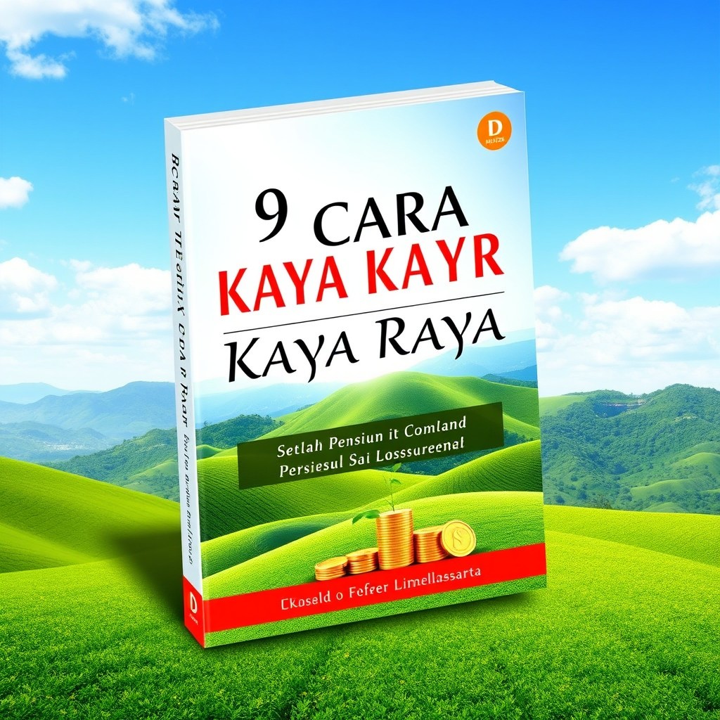 A stunning book cover design for the title '9 Cara Tetap Kaya Raya Setelah Pensiun dari Lintasarta'