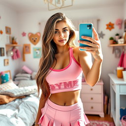 A stunning 18-year-old Arabic woman with a gorgeous thin and slender figure, featuring large breasts, a tiny waist, and very wide hips