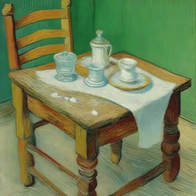 The painting 'Still Life with Casters' by Vincent van Gogh depicts a table set with a caster filled with powdered sugar.