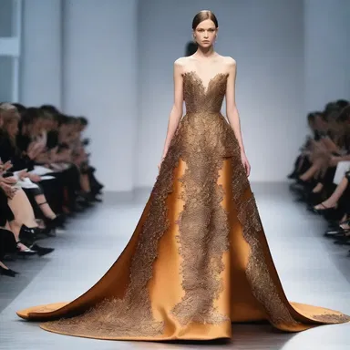 The designer created a stunning dress inspired by the artistry of a caster in a metalworking factory.