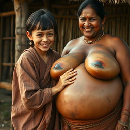 In a medieval Indian village, a young, very petite and malnourished Indian woman with decayed teeth is dressed in a long, fully-closed Buddhist robe