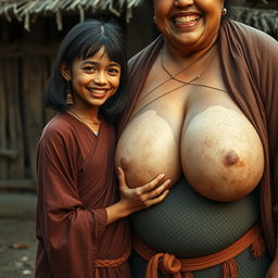 In a medieval Indian village, a young, very petite and malnourished Indian woman with decayed teeth is dressed in a long, fully-closed Buddhist robe