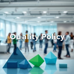 A realistic representation of quality policy with a harmonious blend of blue, green, and gray colors