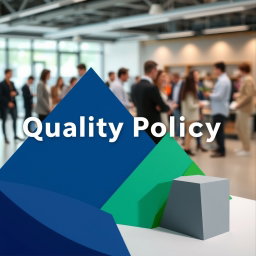 A realistic representation of quality policy using a color palette of blue, green, and gray