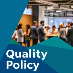 A realistic representation of quality policy using a color palette of blue, green, and gray