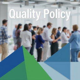 A realistic representation of quality policy using a color palette of blue, green, and gray