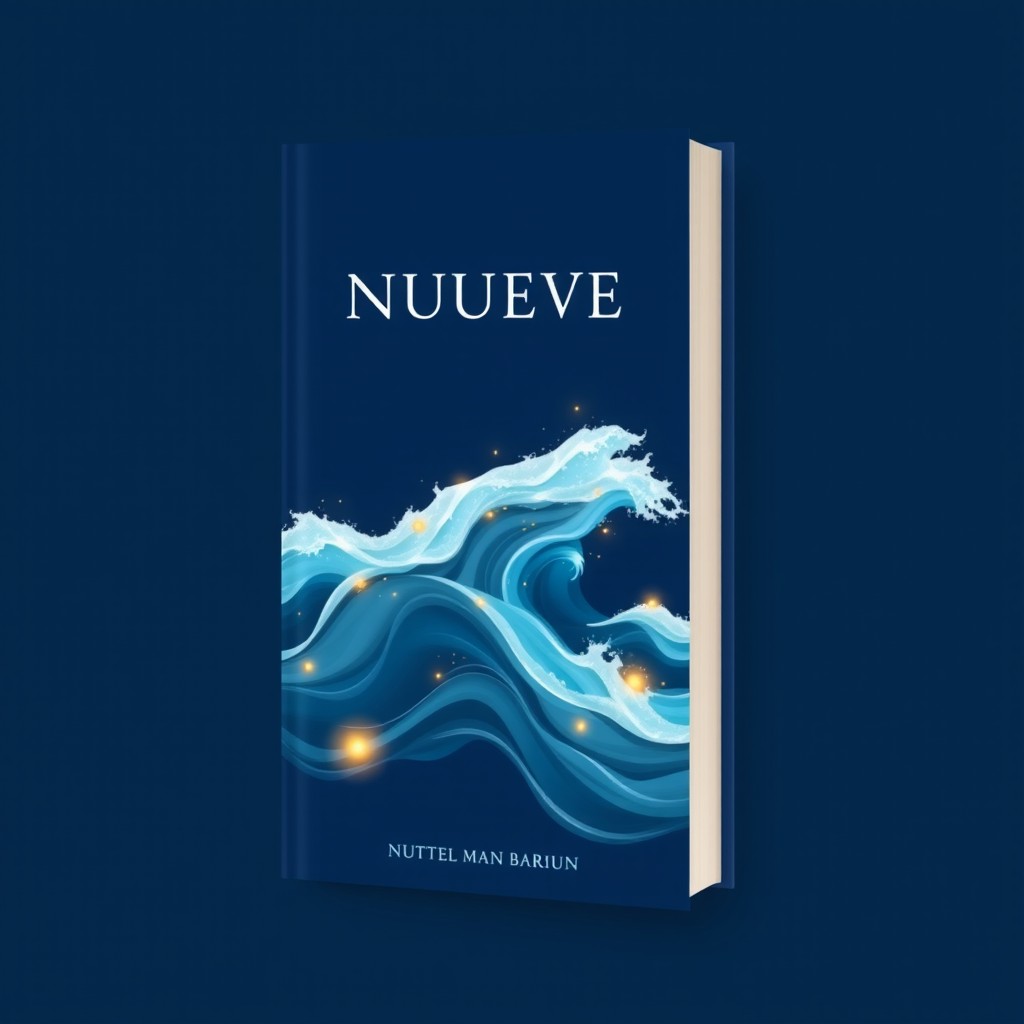 A captivating cover design for a novel sized A5, featuring a deep blue background