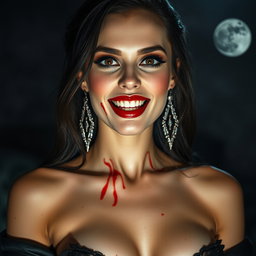 A stunningly sexy vampire with an irresistible charm, showcasing a perfectly sculpted body exuding pure seduction