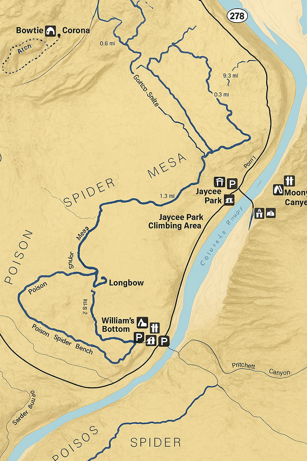recreate a map that keeps the same exact trail here, only make the red line a dark BLUE
