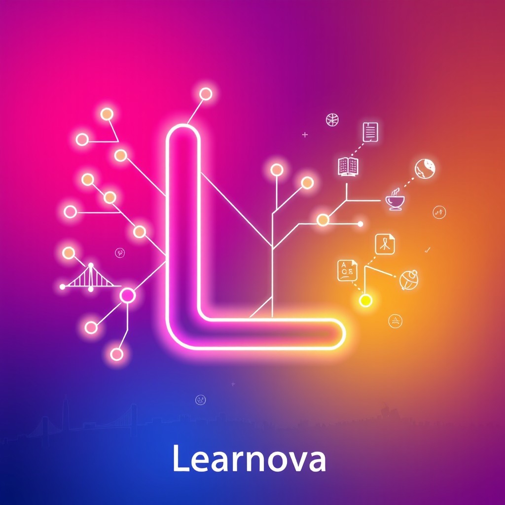 A vibrant and engaging cover for Learnova, featuring a canvas size of 1080×1920 px and an icon size of 1024×1024 px