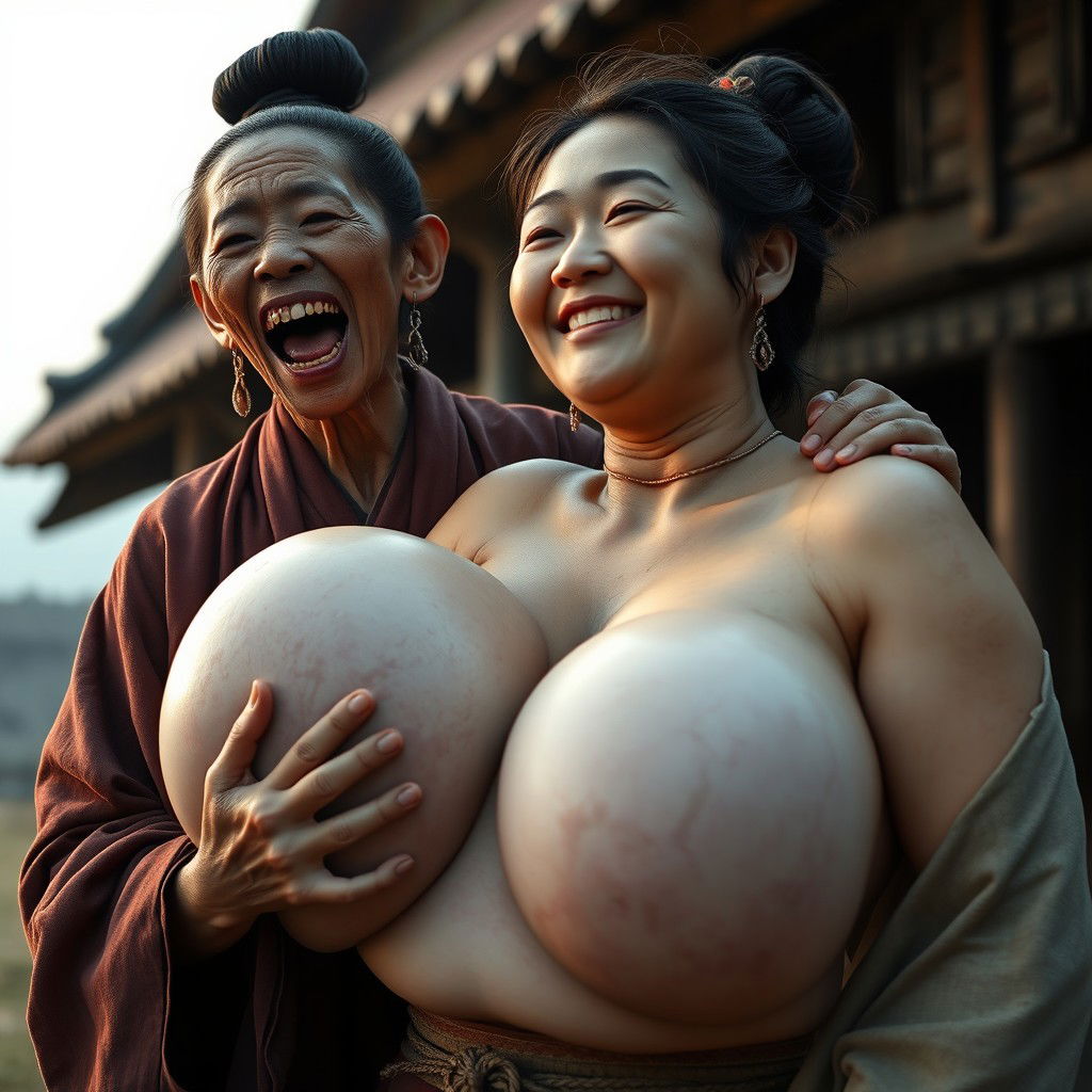 In a medieval Chinese village, a young Indonesian woman, short and emaciated with rotten teeth, is shouting loudly