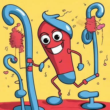In the animated show, the artery mesenterica is humorously depicted as a lively, colorful character.