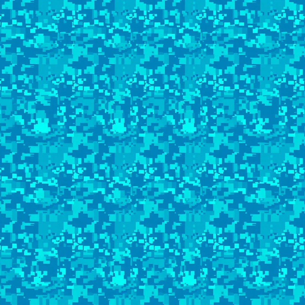 A seamless pixelated water texture design, featuring a square pattern that embodies the essence of water