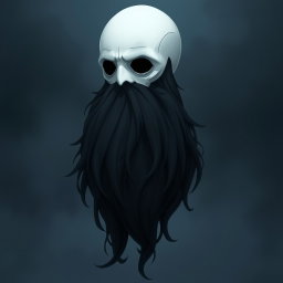 A pale white bald man with a dark black and gray beard, beautifully illustrated in the distinct art style of Hollow Knight