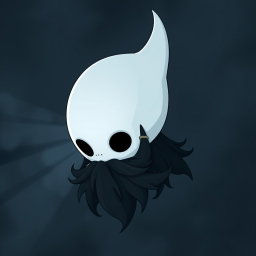 A pale white bald man featuring a dark black and gray beard, illustrated in the characteristic art style of Hollow Knight