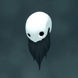 A pale white bald man with a dark black and gray beard, illustrated in the captivating art style of Hollow Knight